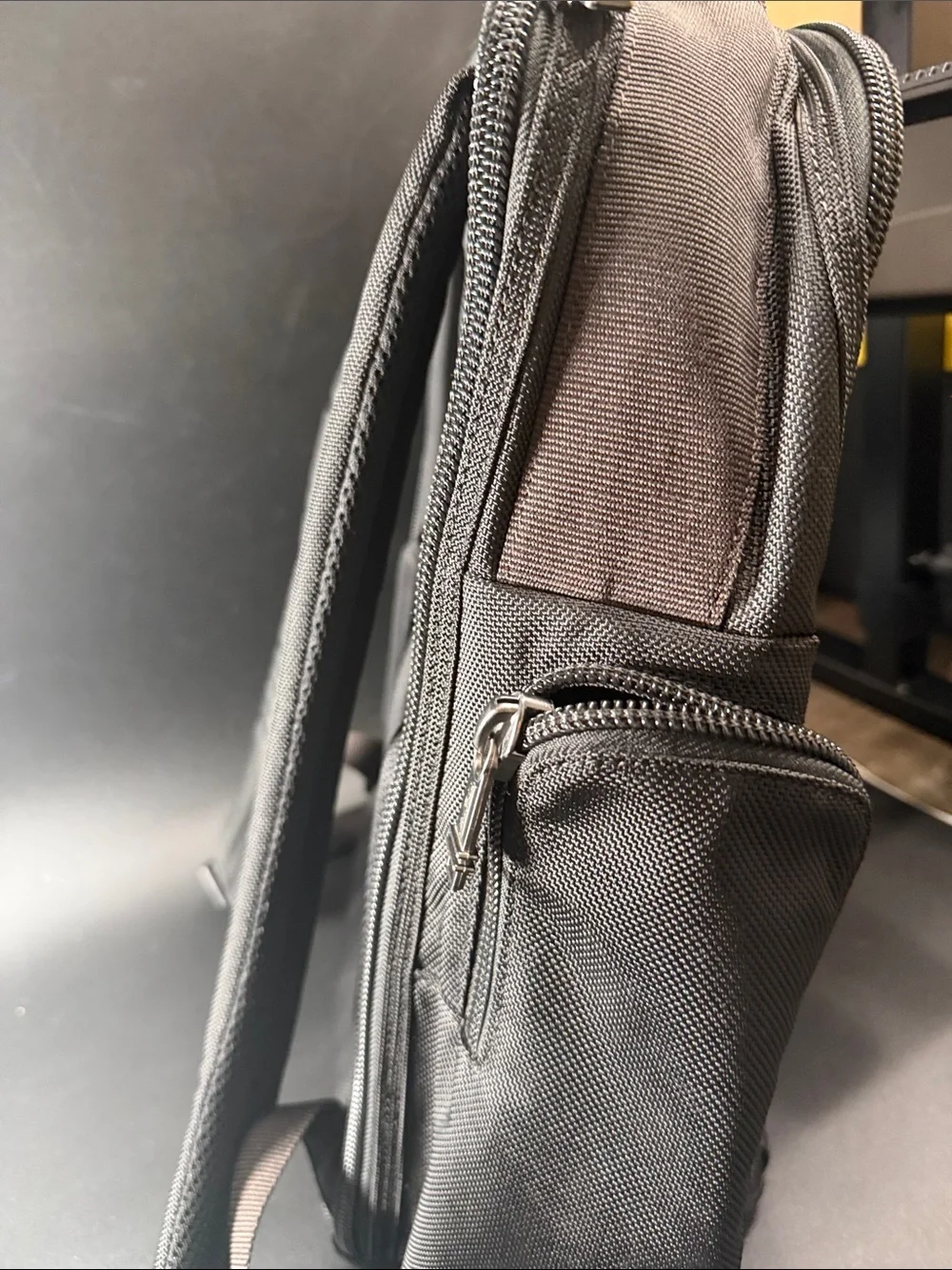 Tumi Alpha Bravo Tacoma backpack in black ballistic nylon with leather trim
